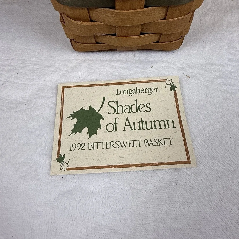 Longaberger 1992 Bittersweet Basket Shades of Autumn Liner Vintage USA Signed